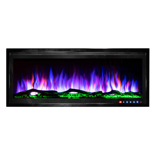 Semineu Electric 3D incorporabil sau de perete Schubert Belmont, 100 combinatii de culori, 106,5 x 45 cm, Termostat, Telecomanda, Timer, 1500W