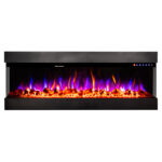 Semineu Electric incorporabil sau de perete 3D Dalas Majestic XXL, 30 de combinatii de culori, 182,8 x 49,3 cm, Incalzire, Termostat, Telecomanda, Timer, 1500W